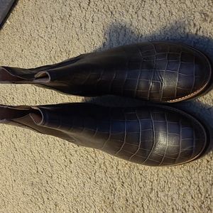 EUC Madewell lugsole boots in brown croc